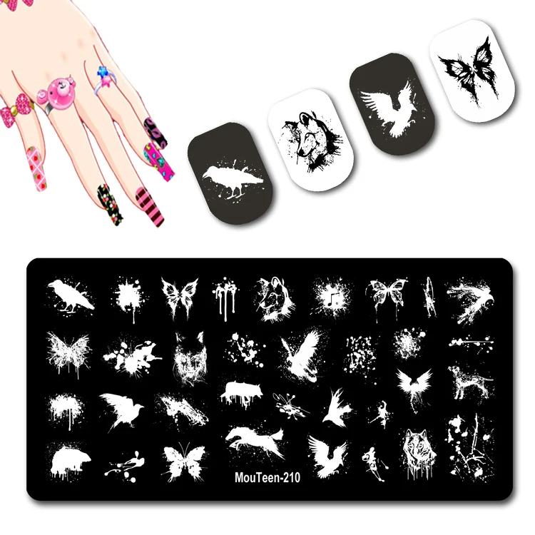 

Splash Animals Nail Stamp Art Butterfly Nail Stamping Plates for Nail Stencil #210