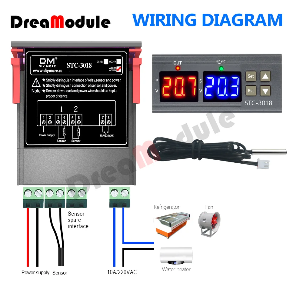 STC-3018 STC 3018 LED Digital Temperature Controller Thermostat Thermoregulator Incubator DC 12V 24V AC 110V 220V STC3018