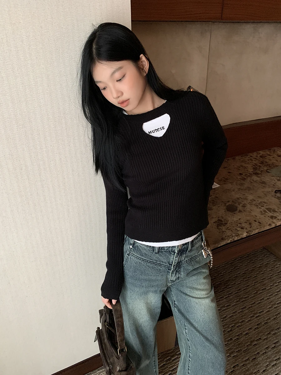 

ay Свободный вязаный свитер женский осень-зима новый ленивый с внутренним дизайном High End Feeling облегающий круглый Ne Long Sve