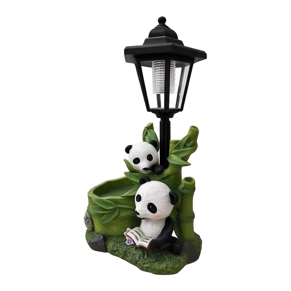 Solar Panda Garden Statue With Lantern: Unique Outdoor Decor Present For Mom Lamp Outdoor Park Garden Decor Indoor Outdoor