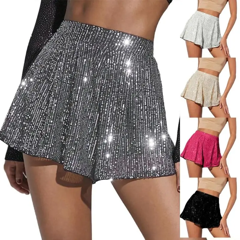 31BF Mini-jurk met diamanten pailletten voor dames, discofeestjurk