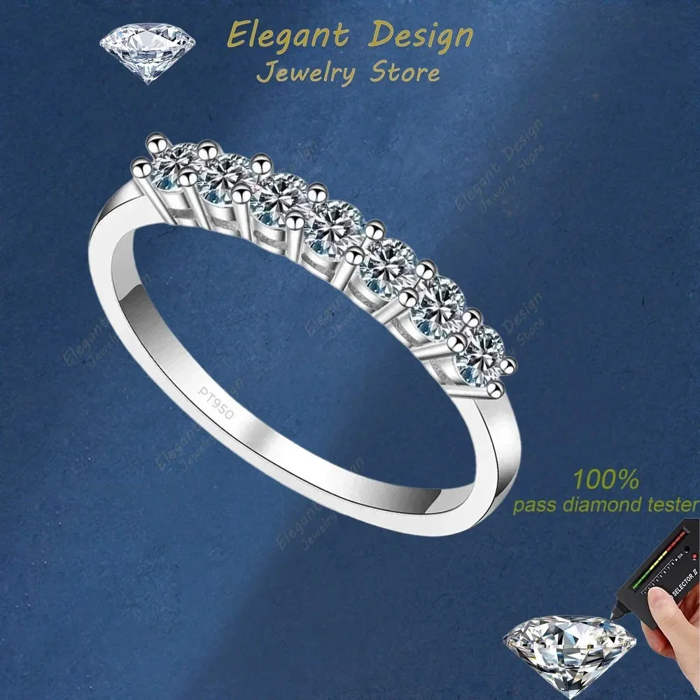 

Элегантный магазин Platinum PT950 Однорядное кольцо с бриллиантом, женское кольцо из семи муассанитов 0,28/0,7 карата для повседневного минимализма и универсального использования