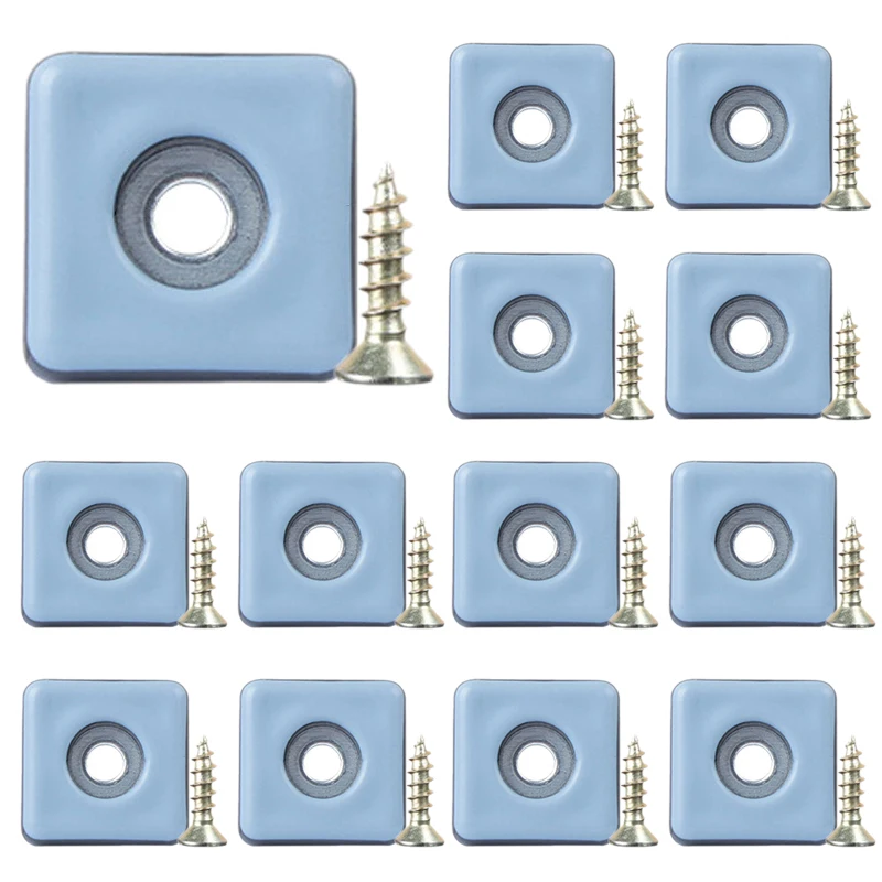 40Pcs 25mm Square Furniture Sliders Table Chair Sofa Feet Mat with Screws Floor Protection Pads Furniture Silent Slip Mats