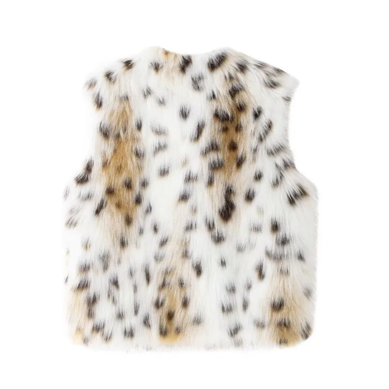 HipSeam Women Leopard Artificial Fur Tank Top For Autumn Fashion Waistcoat Casual Tops Sleeveless High Street Female Tank Top