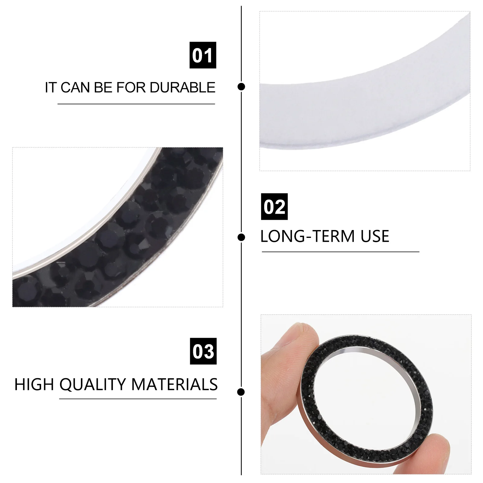 

2 Pcs Ignition Button Cover Car Push Start Rocker Accessories Automobile Ring Starter Zinc Alloy Bling for