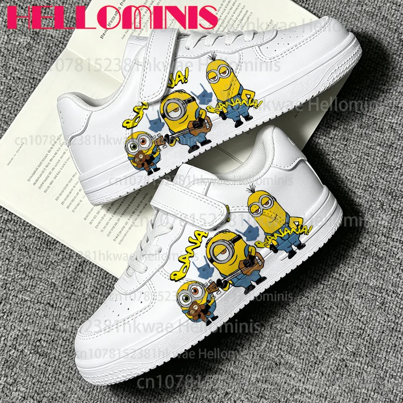 Banana Little Monster Pattern Girls Boys Minions Cartoon Print Wear-resistant Low Top Flat Non-slip Sports Children Footwear