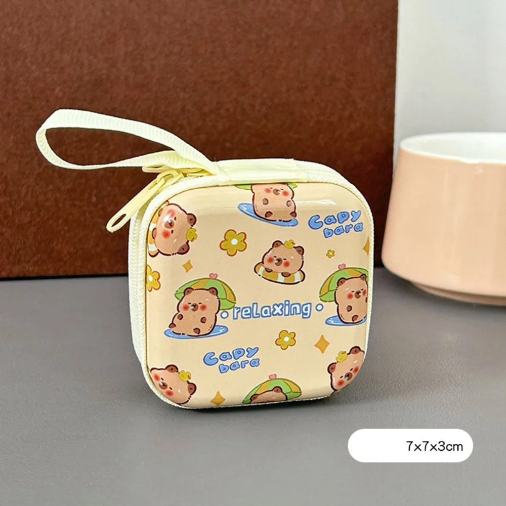 Waterproof Capybara Tinplate Zero Wallet Creative Portable Cartoon Tinplate Coin Purse Animal Zipper Capybara Earphone Bag Boys