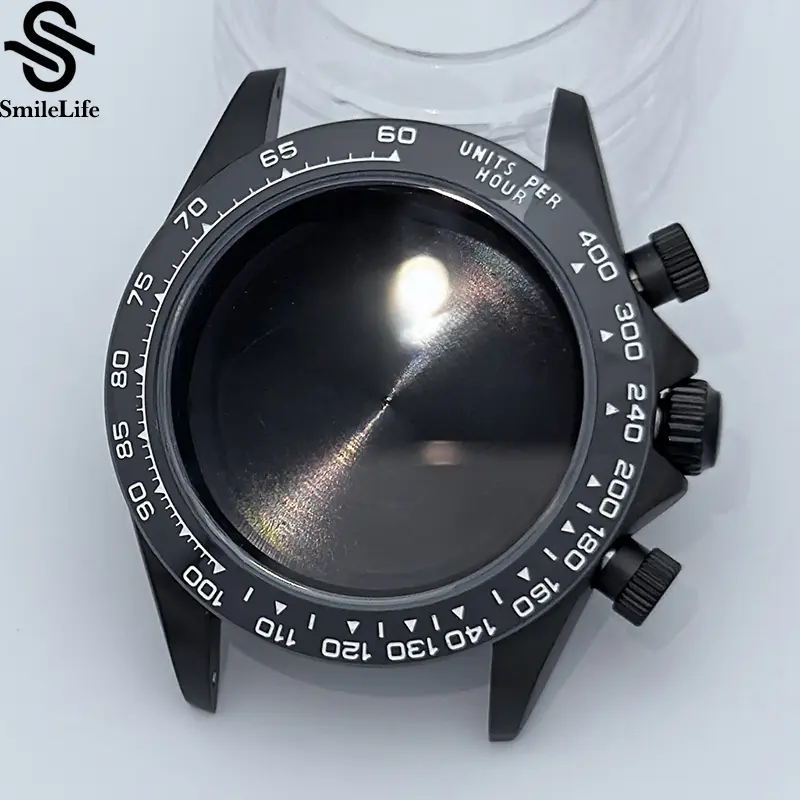 SmileLife 39mm VK63 Silver/Black/Gold Watch Case Sapphire Glass Ceramic/Steel Bezel Fit VK63 Quartz Movement Watch Accessories - Image 8