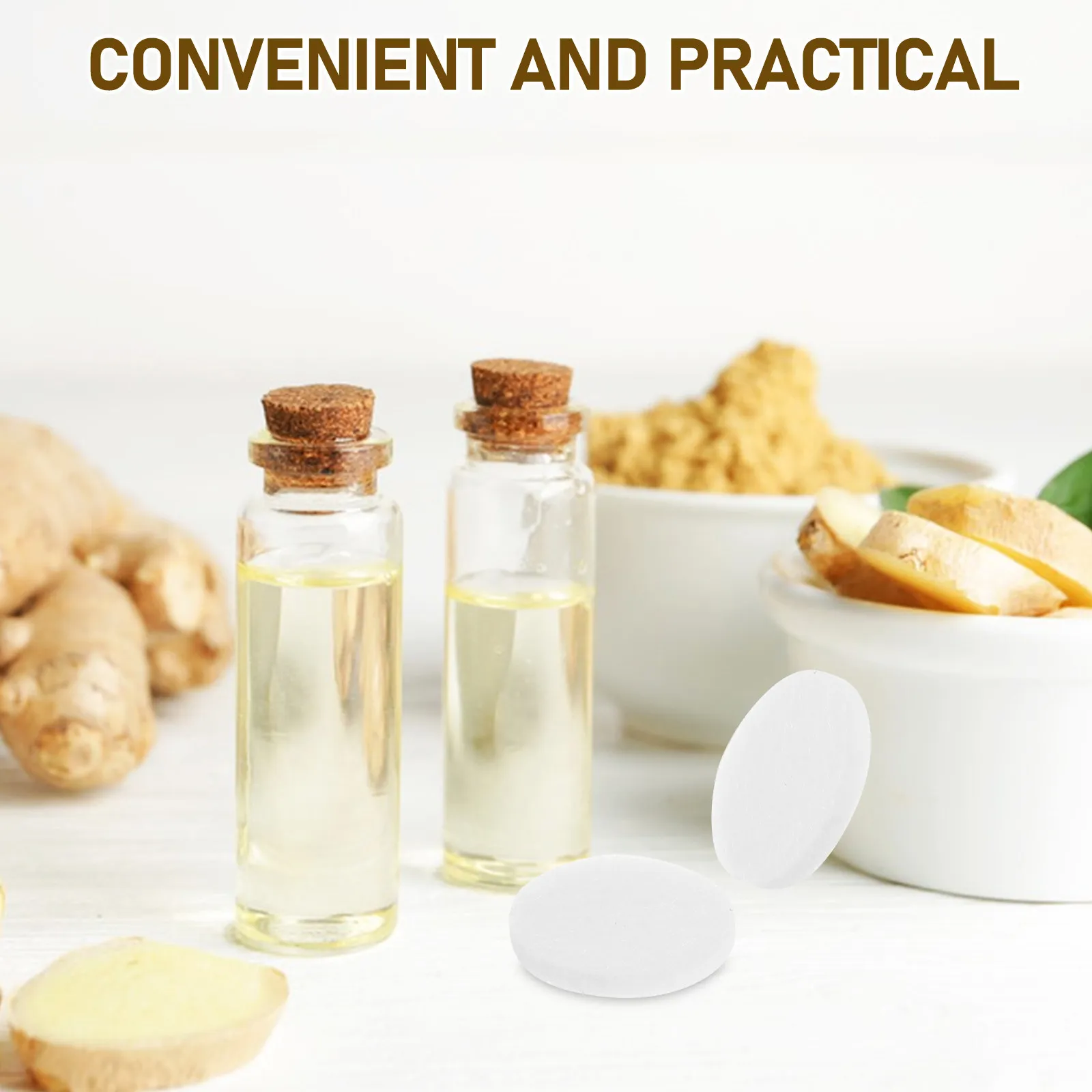 200Pcs White Fiber Cotton Aromatherapy Pads Round Essential Oil Diffuser Refill Pads Replacement for Necklace Vent Clip