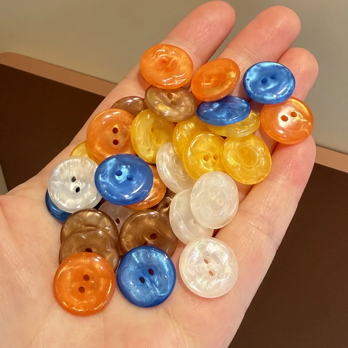 10PCS Small Fragrance Style Two-Eyed Button Sweater Cardigan Shirt Sleeve Collar Button Snow Imitation Shirt Dress buttonbu