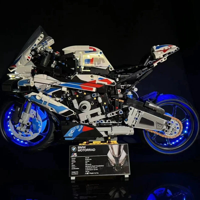 BYB LED Light Kit For 42130 M 1000 RR Motorcycle Building Blocks Decorative Lamp Remote Control Not Include Lego Building Blocks