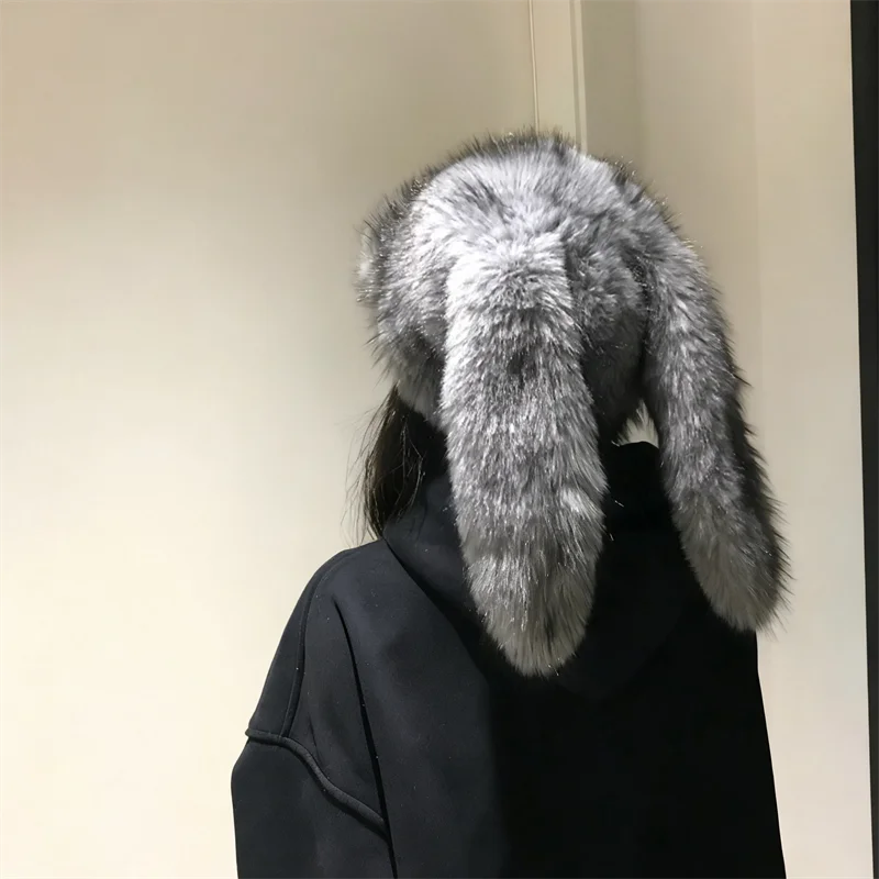 فيلم أنيمي أرنب مضحك لطيف الأذن تأثيري قبعة أفخم الشتاء يندبروف قبعة زي الكرتون فتاة مريحة الدعامة الدافئة #1