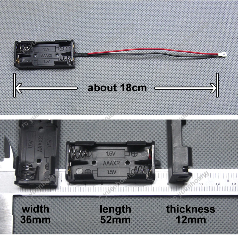 Caja de batería AAA de 5 piezas y 2 ranuras, caja de alimentación de 3V con cables de 12cm, Mini conector RC, modificación de iluminación, piezas de bricolaje para modelo de tren