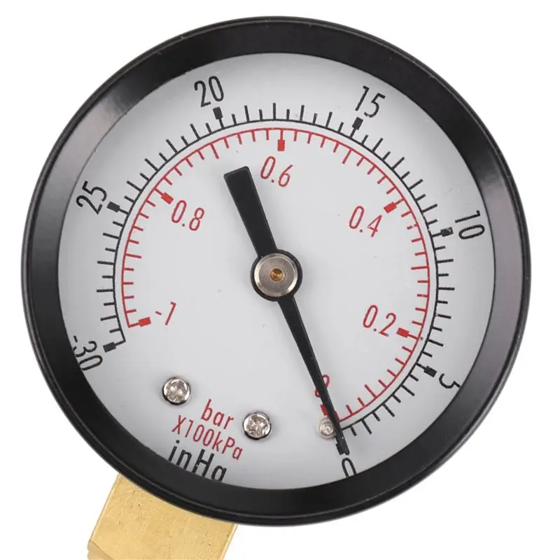 AB42-4X Pressure Gauge - 0 - -30Inhg 0 - -1 Bar Mini Dial Air Pressure Gauge Barometer Meters Vacuum Gauge Dual Scale Dial