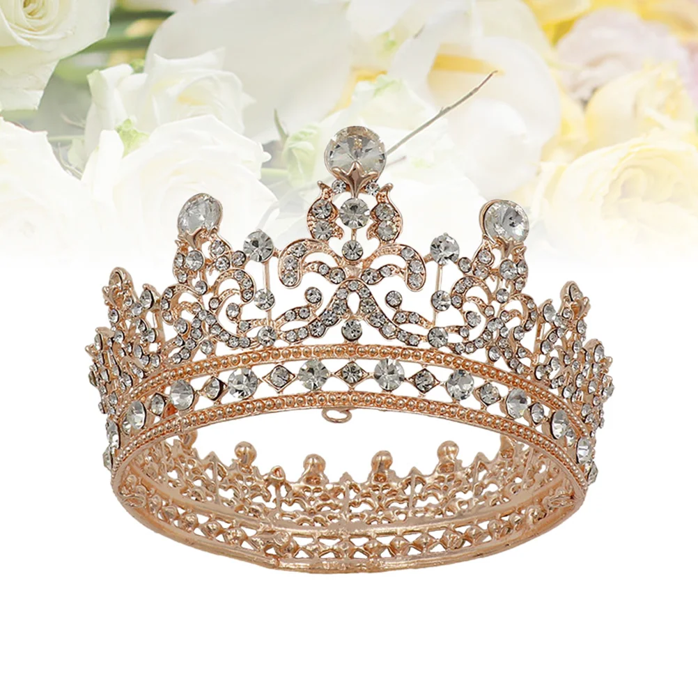 Rhinestone Hair Crown Baroque Crystal Tiara Bridal Headdress Lightweight Alloy Wedding Party Accessory for Bride Women