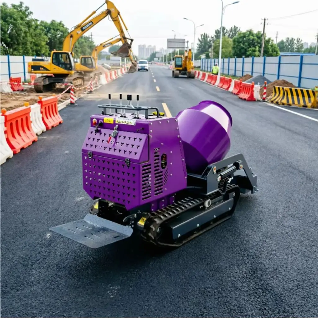 Off-road Track Type Small Batch Self Loading Mortar Mixing Machine Hill Crawler Hydraulic Feeding Farm Grout Equipment For sales
