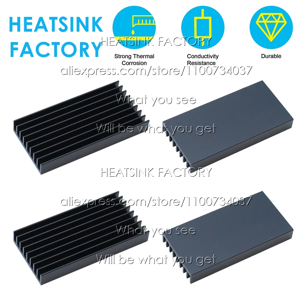 60x30x8mm Black Aluminum Heatsink Cooling Radiator for Electronic IC Chip MOS RAM AMD CPU LED Cooler Heat Dissipation