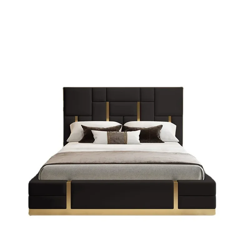 

Light luxury leather double bed 1.8 meters master marriage bed modern bedroom