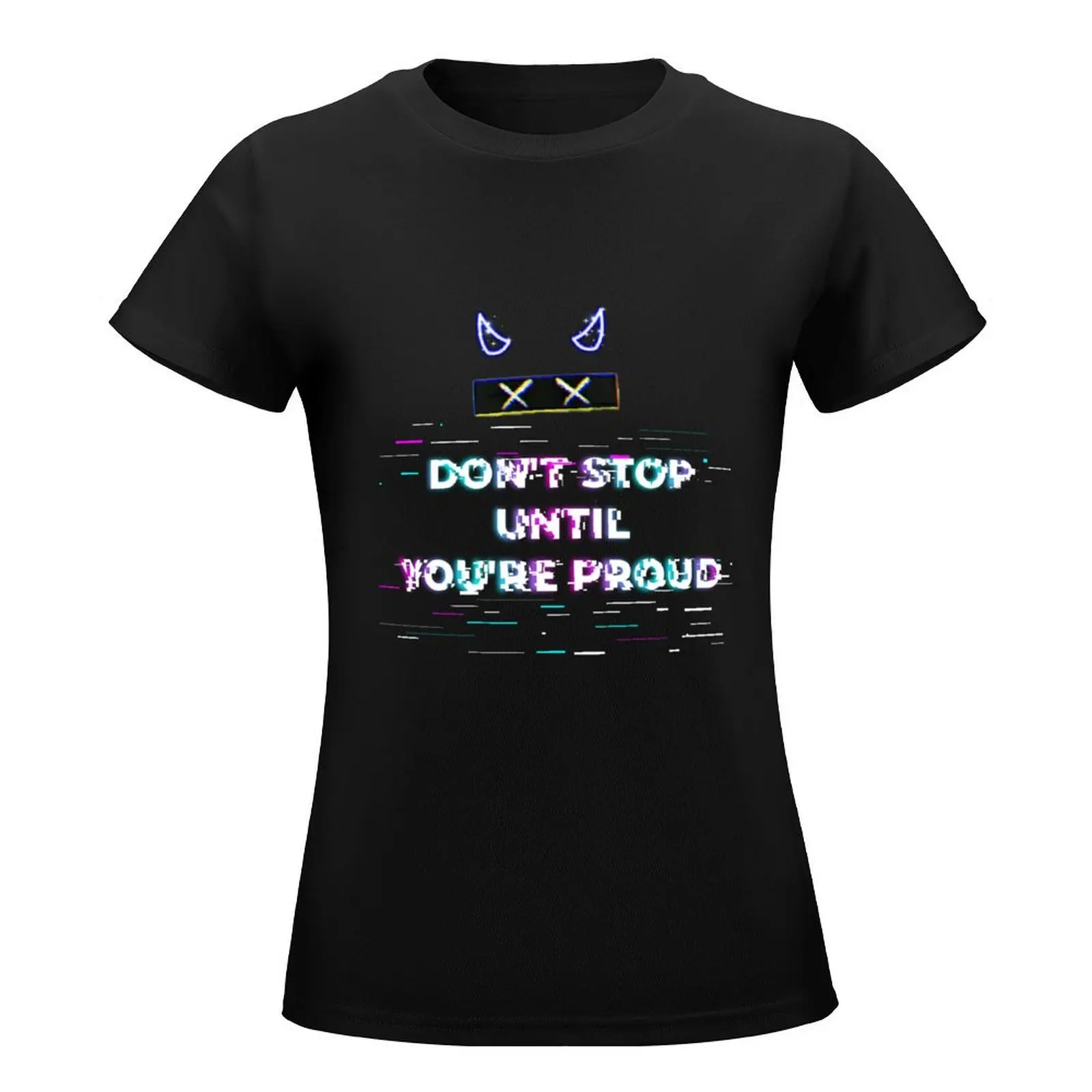 Futuristic glitch text effect T-Shirt Blouse Short sleeve tee plus size tops graphics tops Women