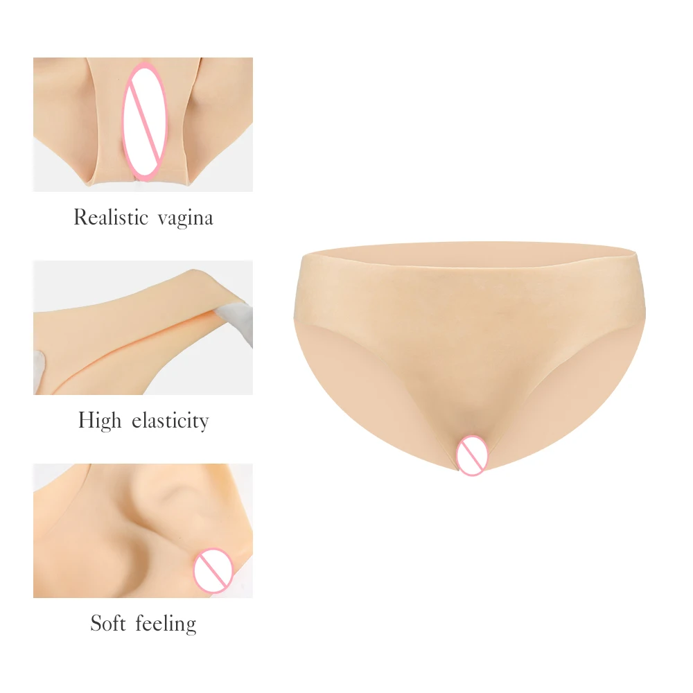 KOOMIHO 1TH Crossdresser Silicone Pants Penetratable Vagina Briefs Men Thong be Feminine Transgender Shemale Drag Queen Cosplay