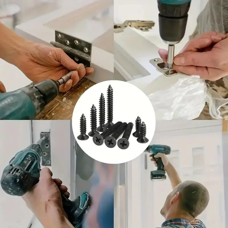 400/800PCS M2 Black Self Tapping Screws Assortment Kit Locking Screws And Wood Screws Boxed Hardware Accessories With Box