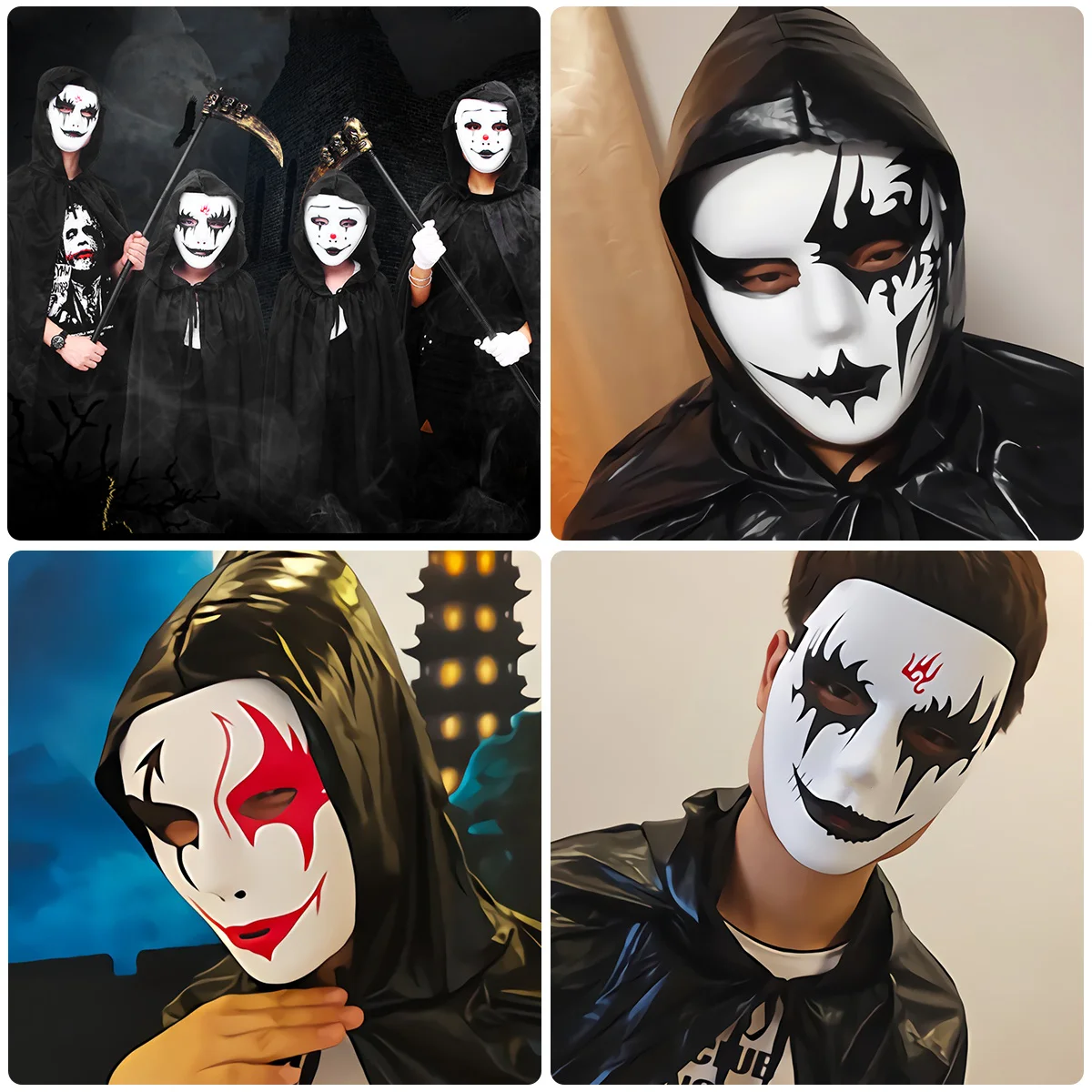 

Halloween Costume Masks 12pcs Set Adult Scary Paintable Masks for Party Cosplay Couples Dress Up Fun