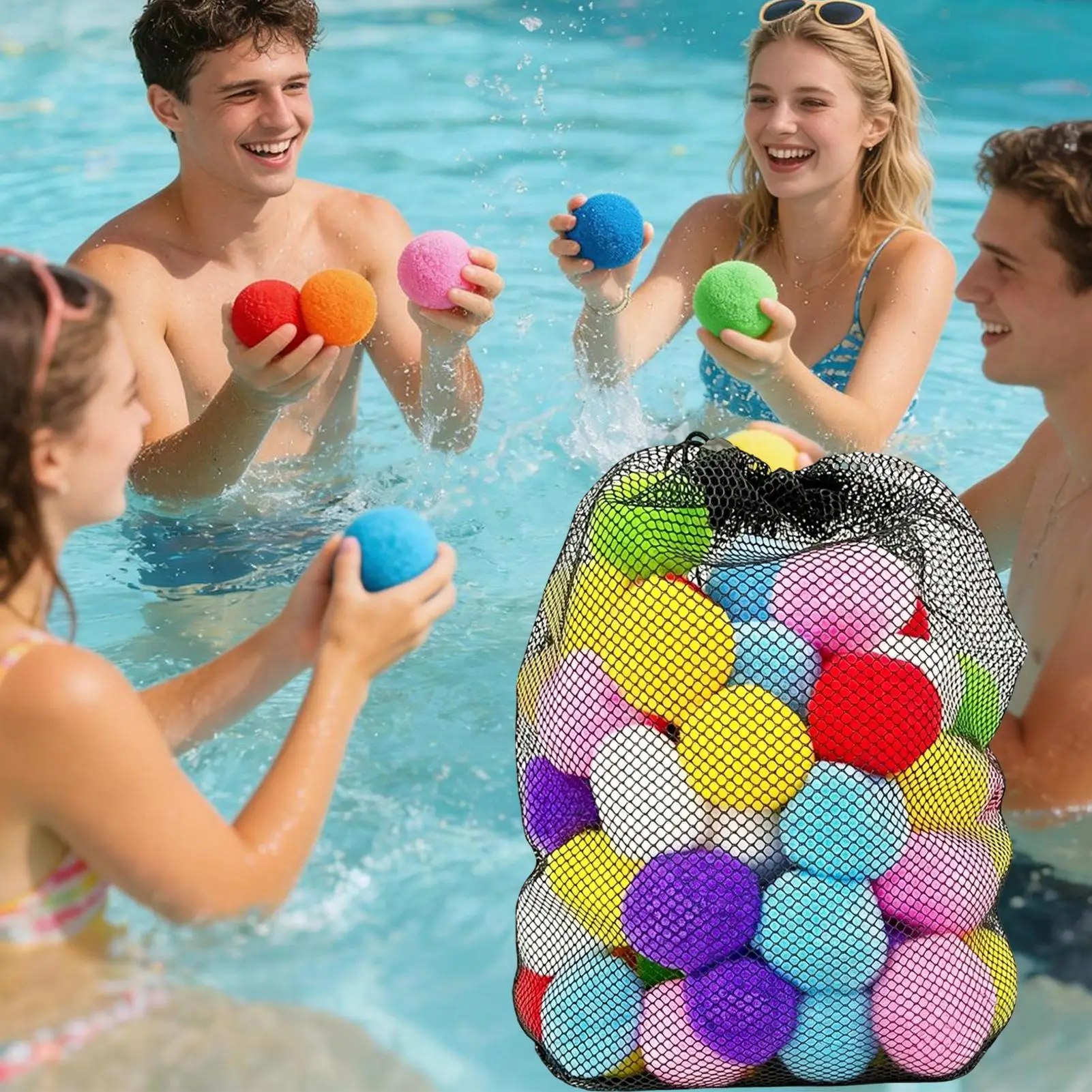 Water Balls 60 Pieces Soft Fun Colorful Soakers Soft Soaker Balls For Outdoor Outside Backyard Lawn Beach Pool Grass Garden Park