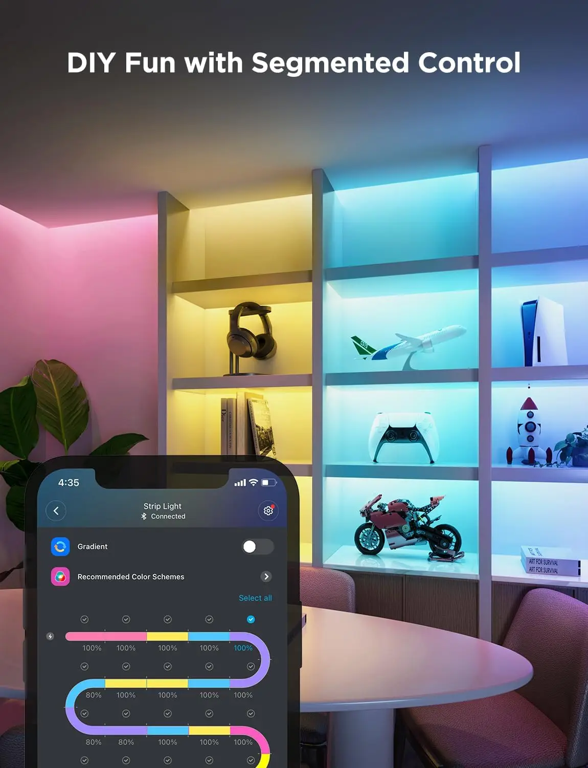 Striscia LED Wi-Fi Intelligente con Matter, 10m RGBIC per Camera da Letto, TV, Scrivania da Gaming, Compatibile con Alexa e Google Assistant