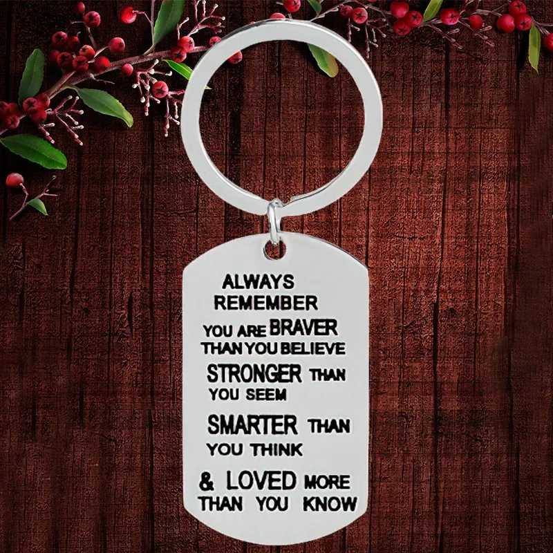 Charm Inspirational Keychain Pendant Motivational Key Chains Keyrings Gift Always Remember You Are Braver Than You Believe