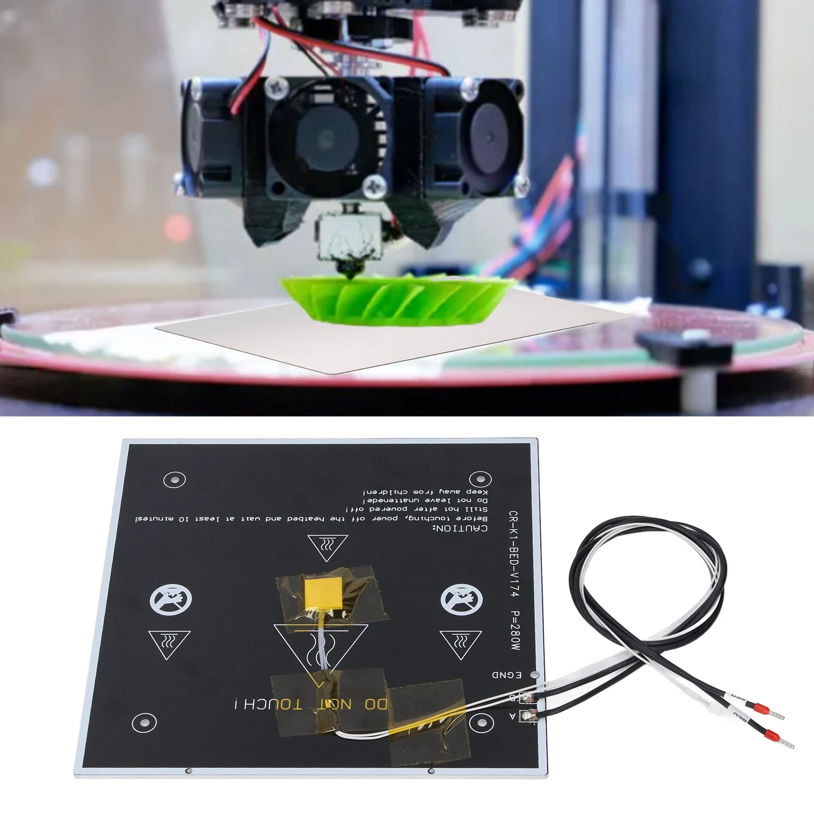 

Комплект нагреваемой платформы 24В 280Вт, алюминиевая греющая пластина для 3D-принтеров K1 K1C, запасные части, 235x235x3мм