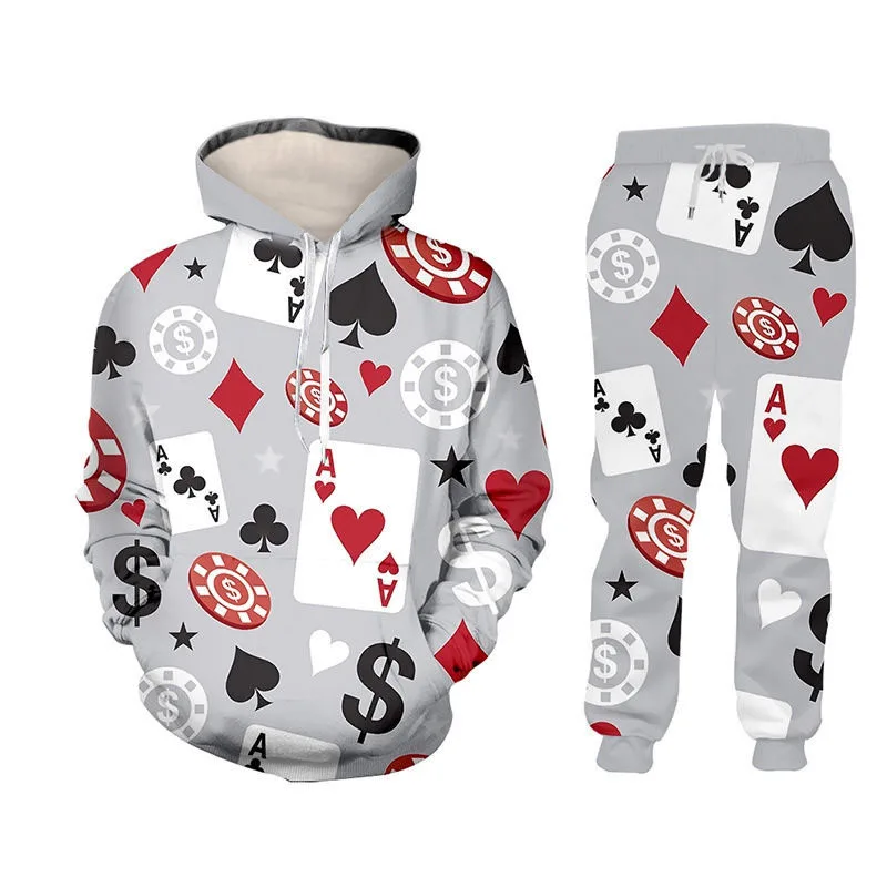 

Autumn and Winter Christmas Loose Pullover Set 3D Printed Men's Adult Set Street Hip Hop Trend Outdoor Sports Hoodie Set