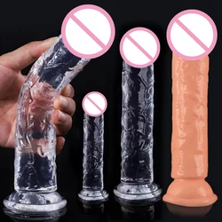 Realistic Transparent Dildo/Flesh Color Dildo Suction Cup Jelly Penis 7 Size Female Masturbator Soft Big Dick Lesbian Sex Toys