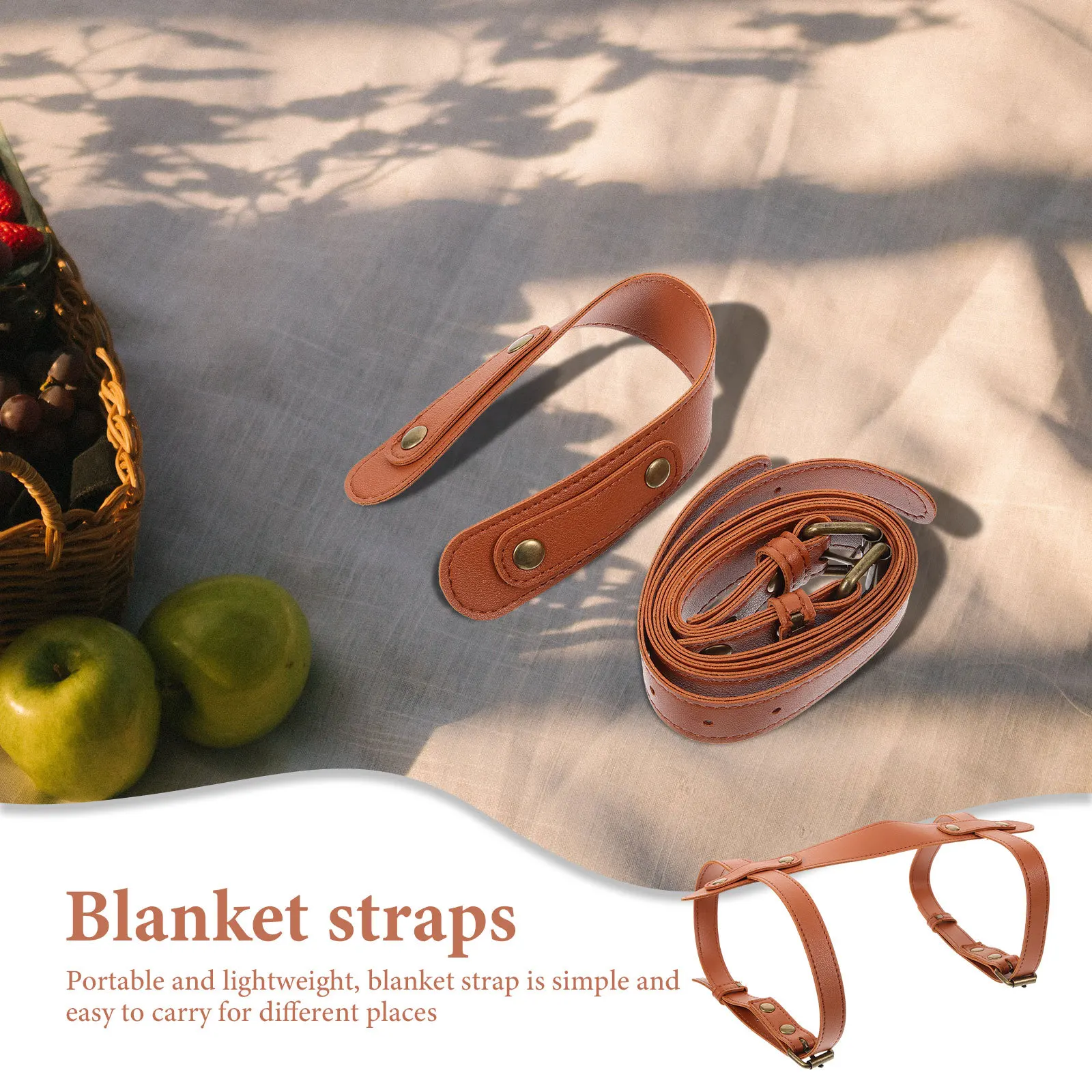 

Multipurpose PU Outdoor Carpet Strap Lightweight Adjustable Blanket Carrying Belt for Picnic Camping Travel Beach Mat Carrier