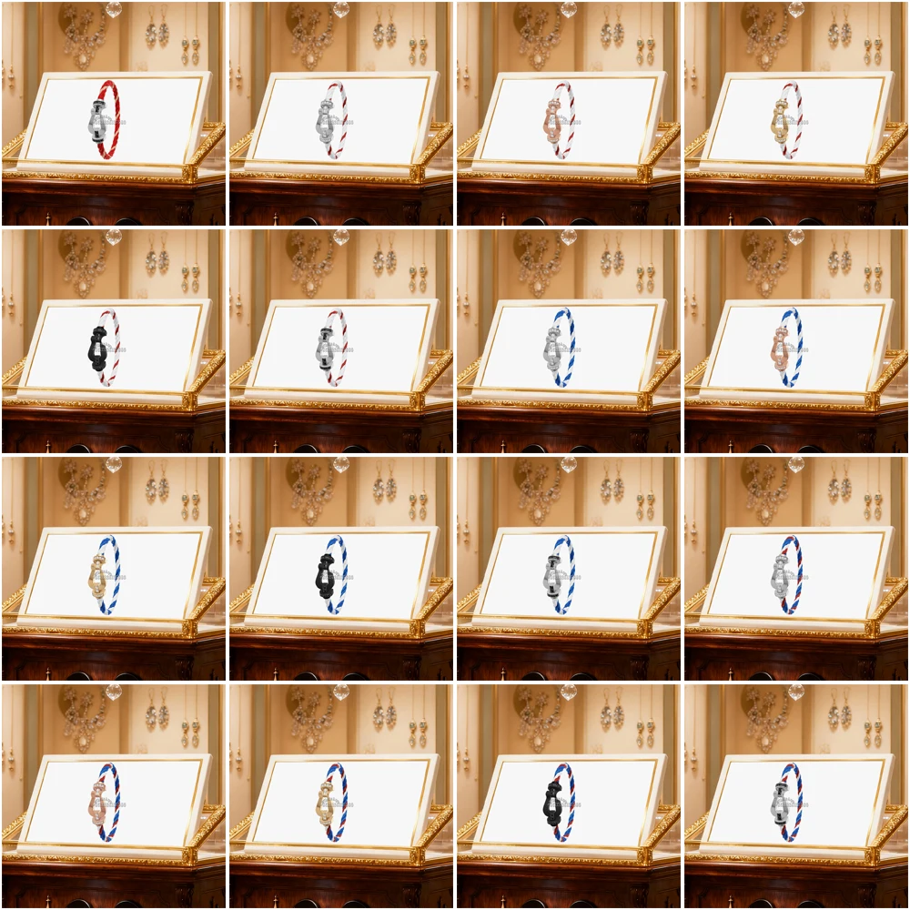 

Gryan, новинка, серебро 925 пробы, полуциркон, большая подкова, синий, белый, нейлоновый браслет, женская повседневная одежда, подарки для вечеринок, роскошные ювелирные изделия для пар