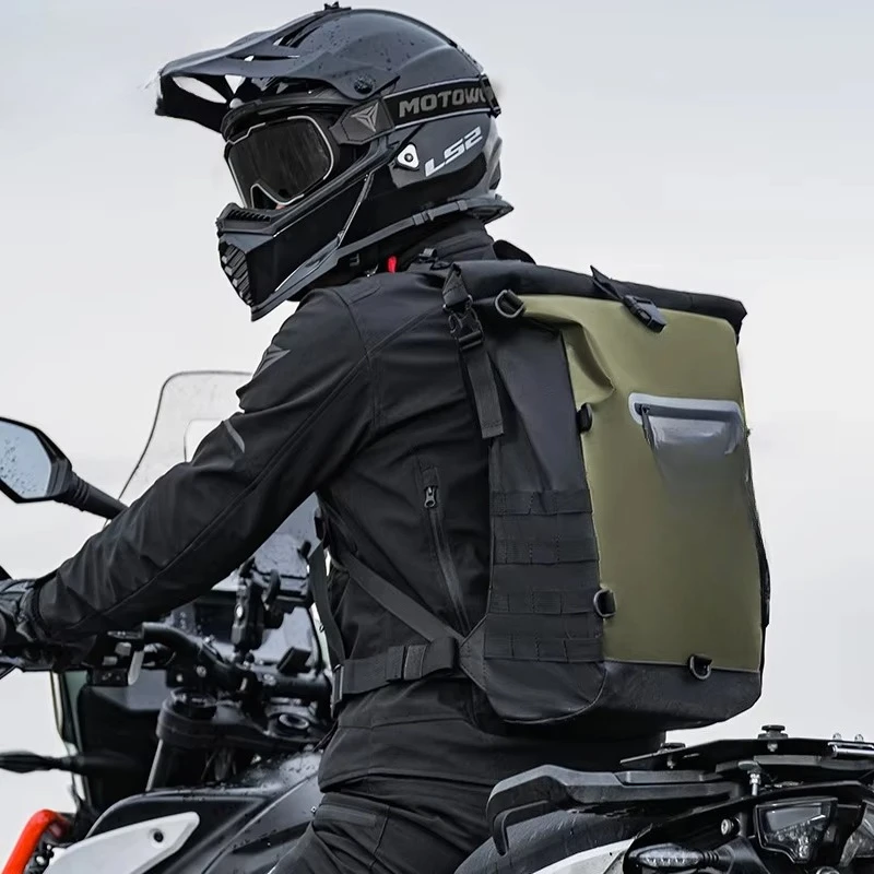 Mochila impermeable con bolsa de malla, paja, bolsa de almacenamiento de agua.