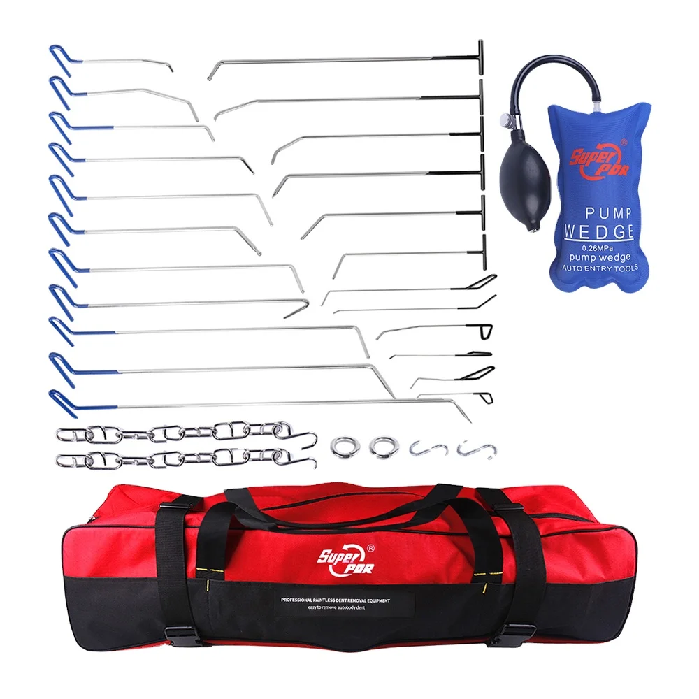 Super PDR Professional Vehicle Tools Auto Body Repair Kit Dent Puller Push Hook Rods Dent Remover Pdr Tools