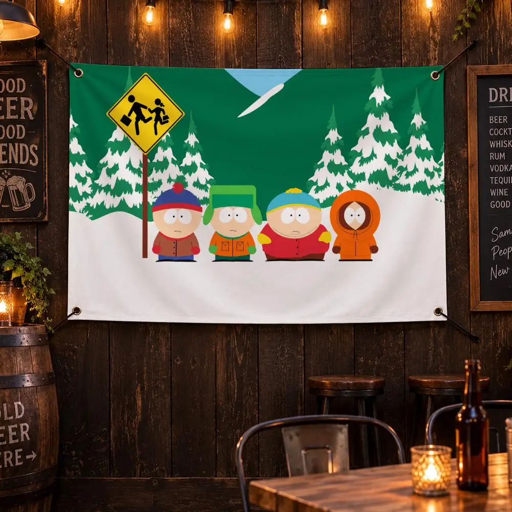 Cartoon S-South Park Flags Personalized Flag Room Dorm Camping Picnic Garage Bar Indoor Outdoor Wall Decor
