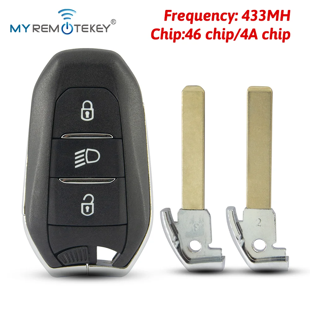 Aftermarket Smart Key 3 Button 433MHz AES 46 Chip or HITAG 4A Chip PCF7945M for Citroen C3 C4 Peugeot 308 508 3008 5008 2016+