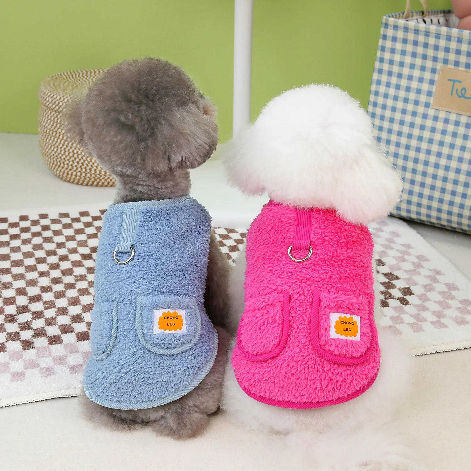 Dog Clothes Pockets Two Feet Dog Coat Pet Vest Velvet Coat Rice Grain Velvet Teddy Bear Yorkshire Teddy Pet Clothes Dogs Jacket