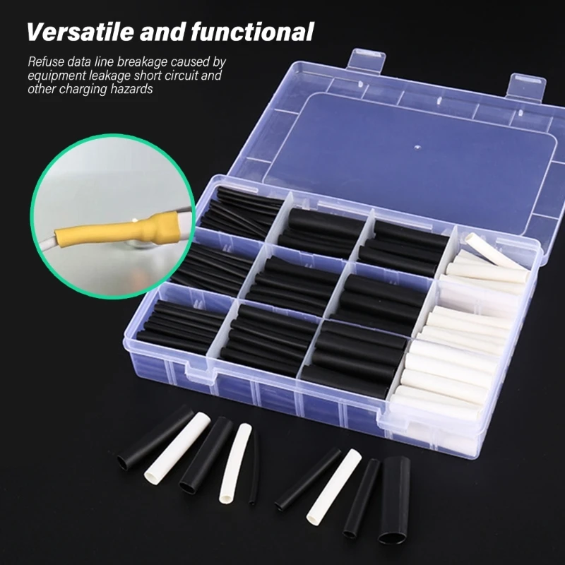 300Pcs ​Heat-Shrink Tube Wire Wrap Cable Sleeve Assortment Kits Ratio 2:1 Electric Insulation Heat Shrink Tube Enduring