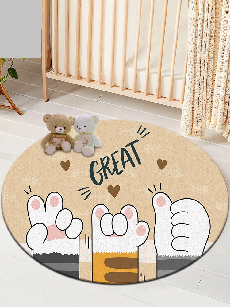 

Cartoon Round Area Rug Carpet Light Luxury Living Room Bedroom Full Area Mat Room Computer Chair Dresser Floor Mat Room Decor