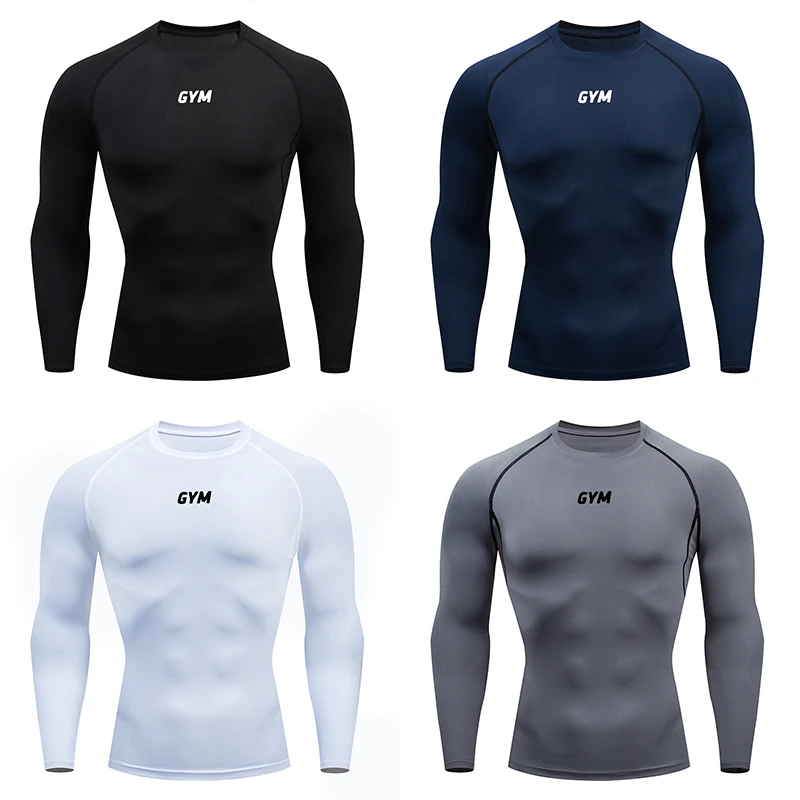 Men Running Compression T-shirt Long Sleeve Sport Tees Gym Fitness Sportshirts Male Jogging Tracksuit Homme Athletic Shirt Tops