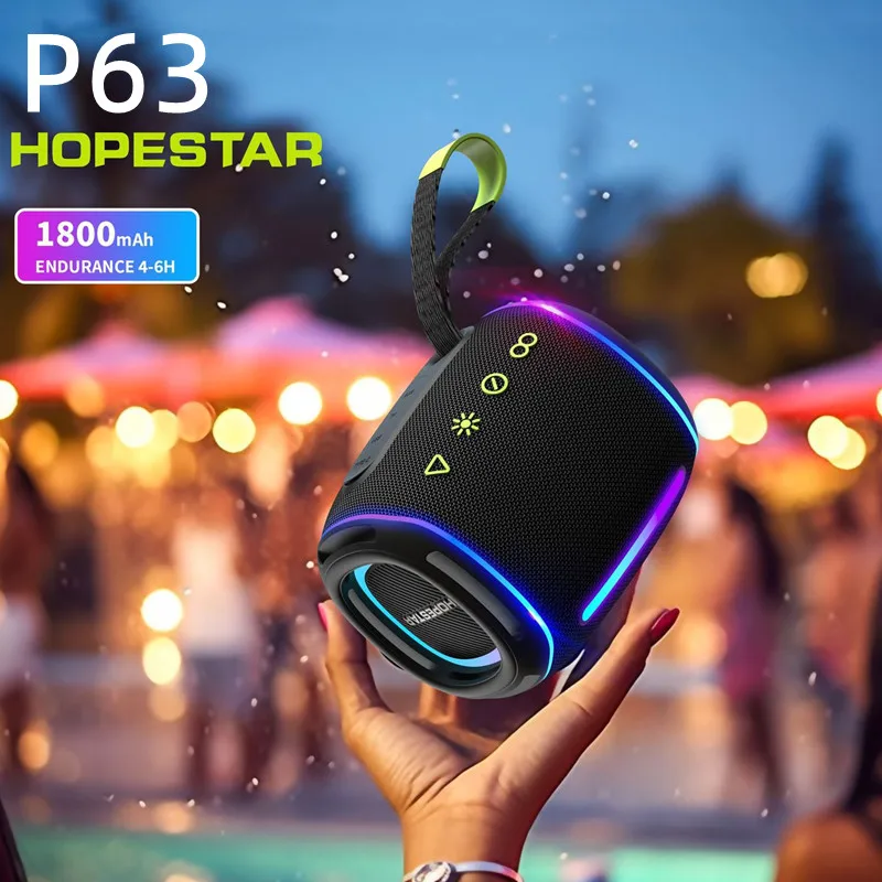 HOPESTARS P63 Mini Portable Wireless Blue Tooth Speaker IPX6 Waterproof Subwoofer Bass Column Support TF Card AUX USB Boombox