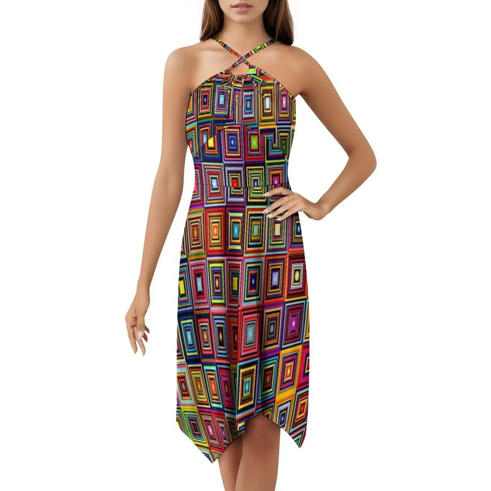 فستان حفلات نسائي من Pattern-879، ملابس نادي مطبوعة عصرية للأعمال الفنية النسائية من الفن التجريدي الحديث #5