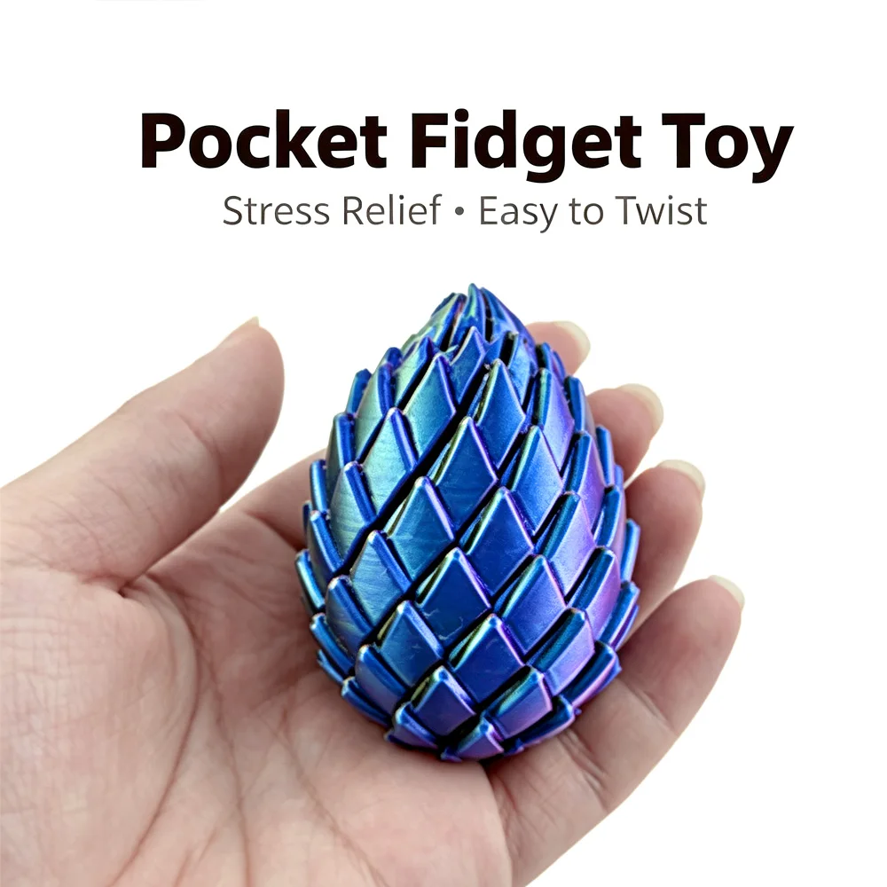 3D Printed Transform Dragon Egg Fidget Toy, Rotatable Stress Relief Ball, Desktop Decor Gift For Teens Adults, Random Color