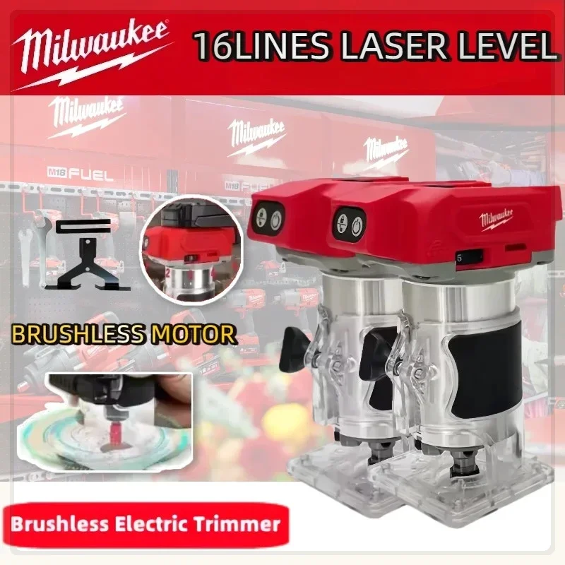 Milwaukee 800W Brushless Electric Trimmer 30000RPM Cordless Compact Router 5-Speeds Woodworking Trimming Machine For 18V Battery