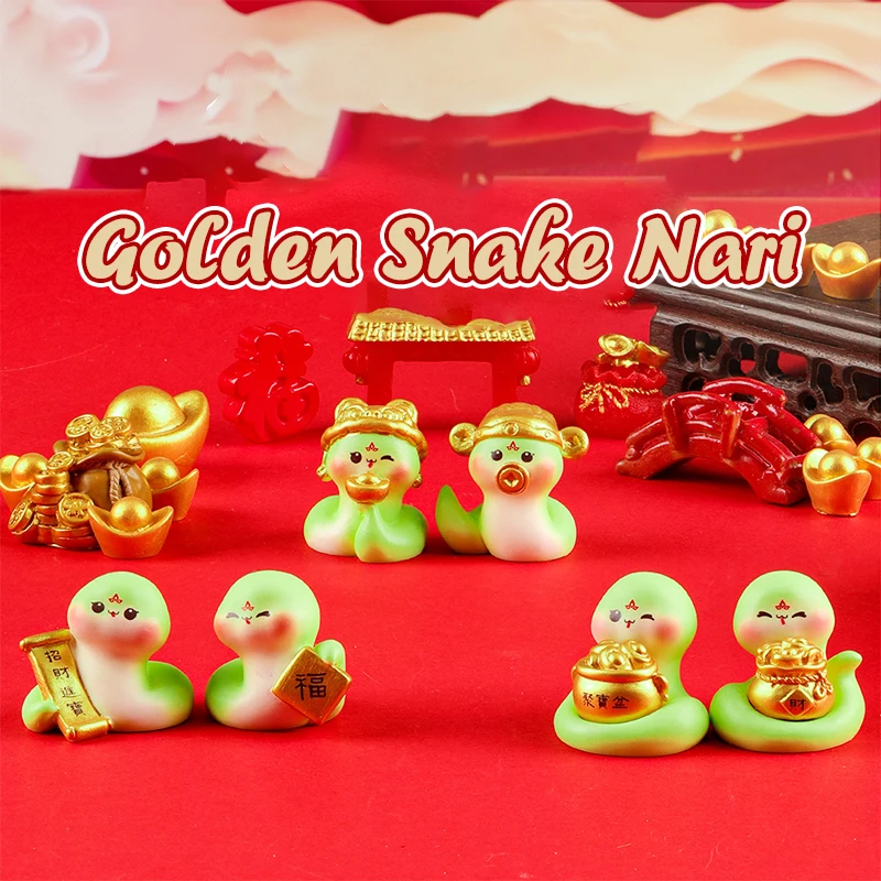 1PC Mini Snake Year New Year's Wealth Attraction Gifts Craft Small  DIY Decorations Desktop Snake Car Carrying Small Ornament