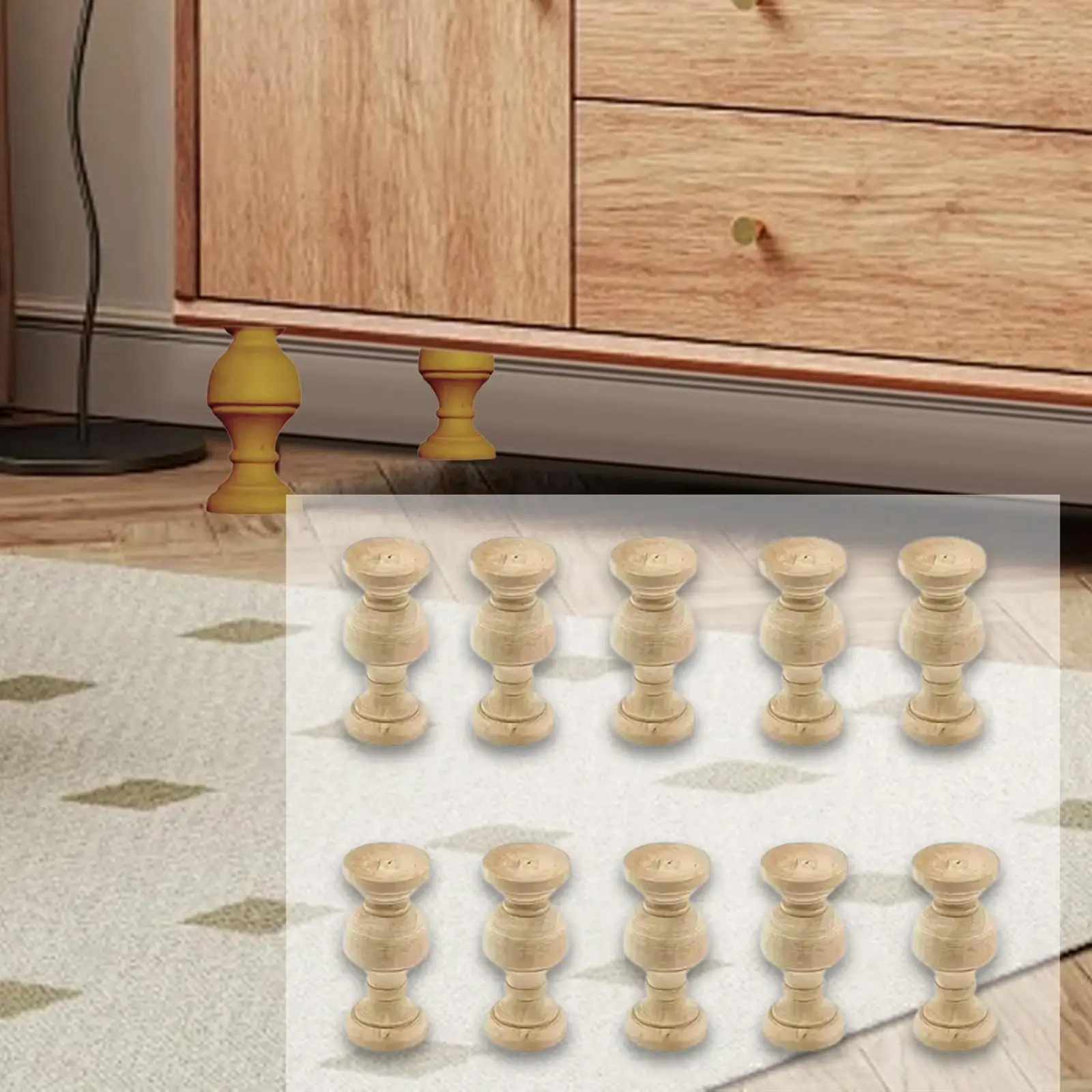 

10Pcs Wood Finials Unfinished Home Decoration for Indoor Use Rustic Wooden Ornaments Delicate Bed Post Finials Decorative