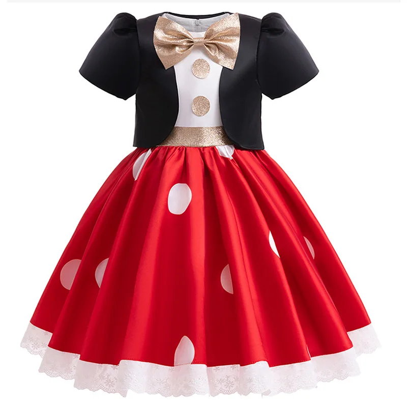 Kid Minnie Cosplay Costume Mouse Minnie Polka Dot Dress Kindergarten Host Performance Christmas Costume Halloween Party