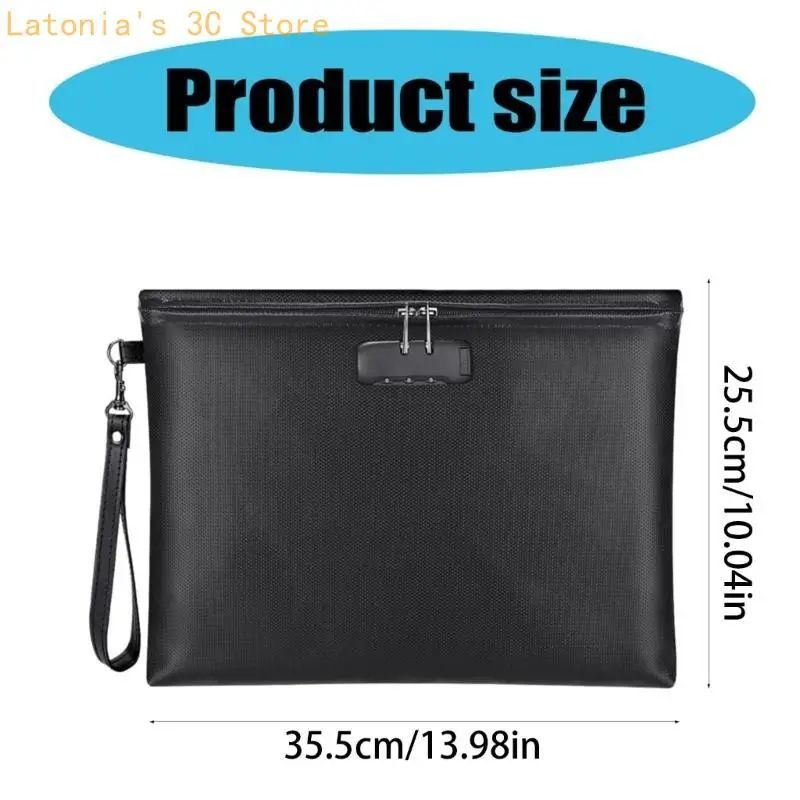 Temperature Resistant Document Case File Bag with Code Lock, for Cash, Valuables X3UB